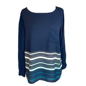 LOFT long sleeve Navy Blouse stripes | size M